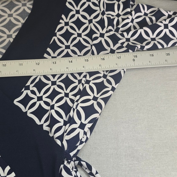 Michael Michael Kors Wrap Dress Womens XS Navy White Geometric Link Office - Picture 7 of 10